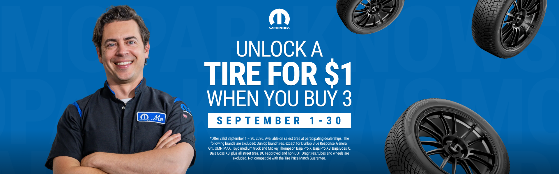 Buy 3 tires and get the 4th for $1